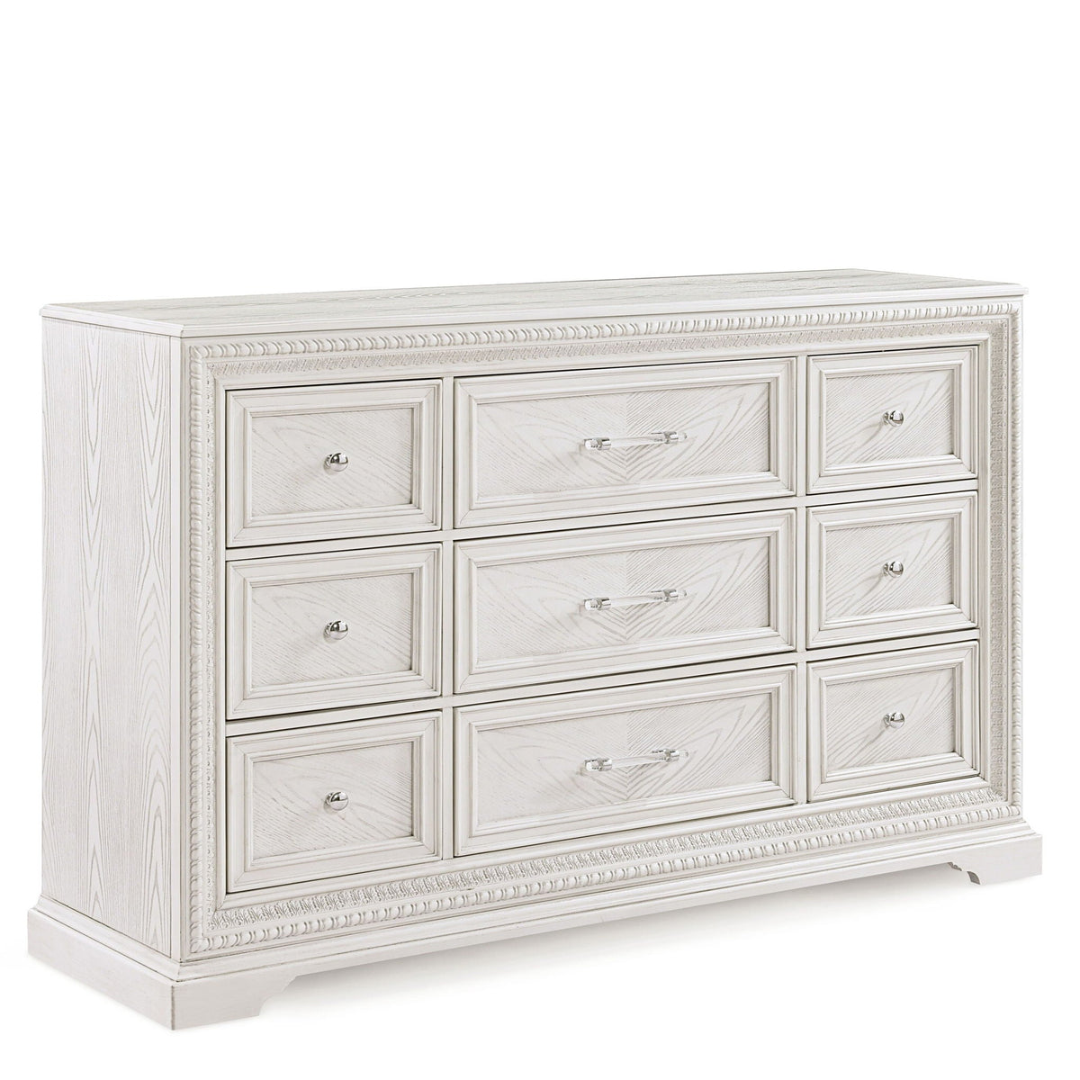 Antique white six-drawer dresser