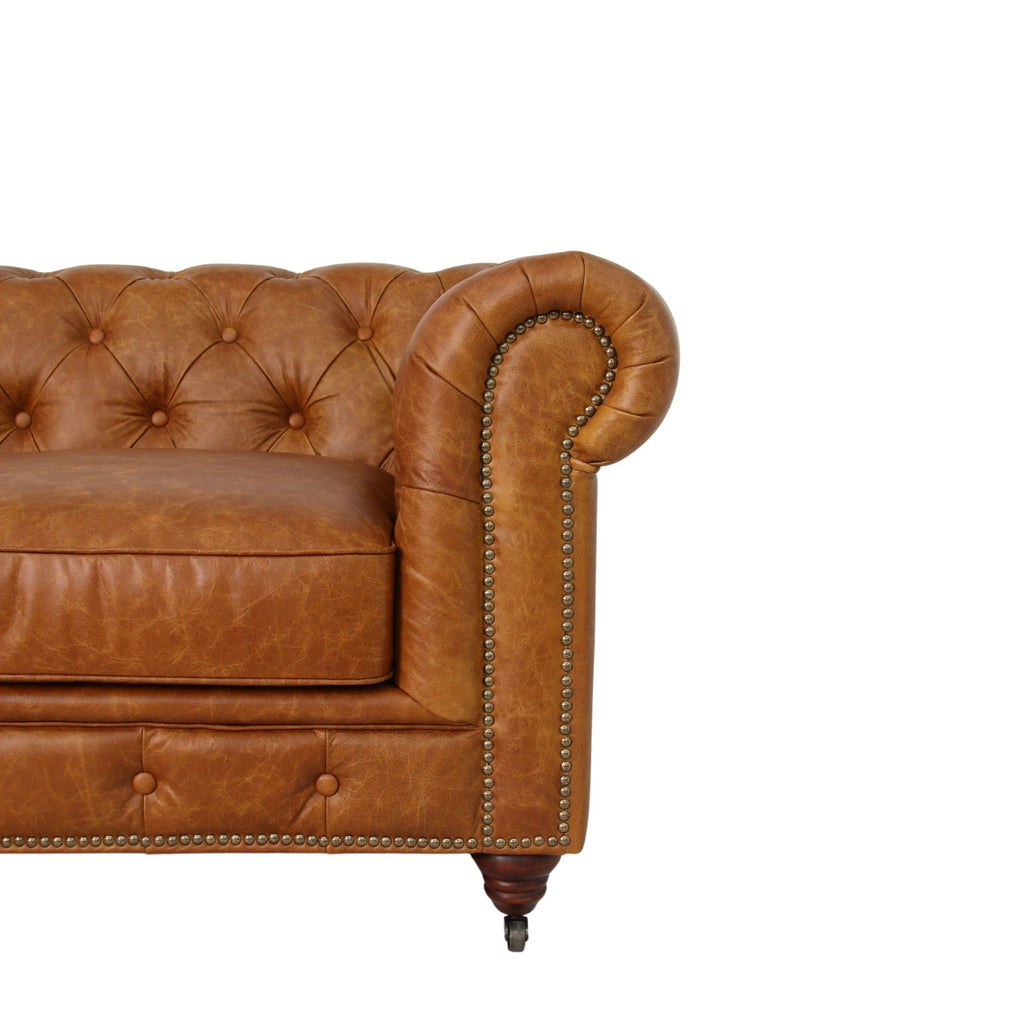 Belgravia Chesterfield Tufted Top Grain Leather Sofa – Classic Elegance Meets Modern Comfort