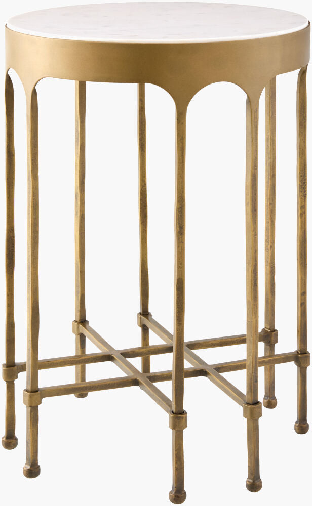 Surya Engel Marble & Brass-Finish End Table