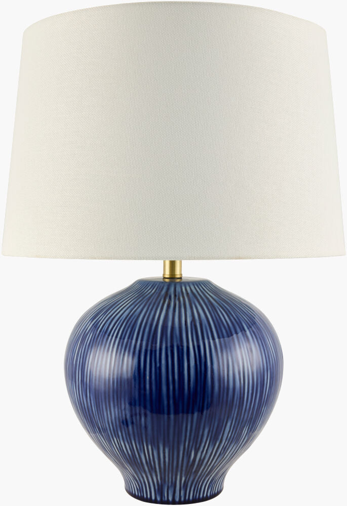 Surya Otaki Accent Table Lamp - Hand Painted Navy Ceramic