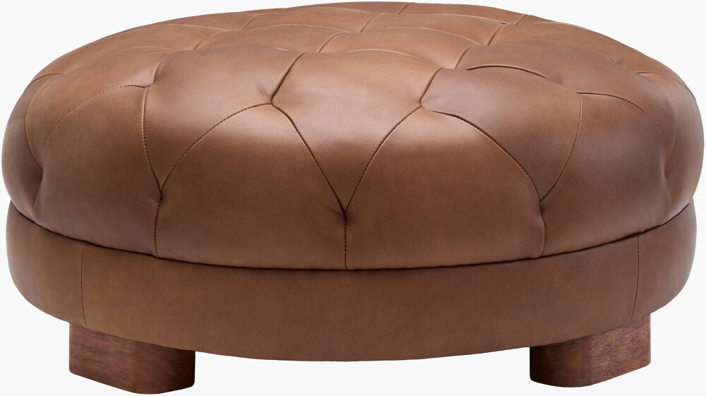 Surya Whitmoore Ottoman - Brown Leather